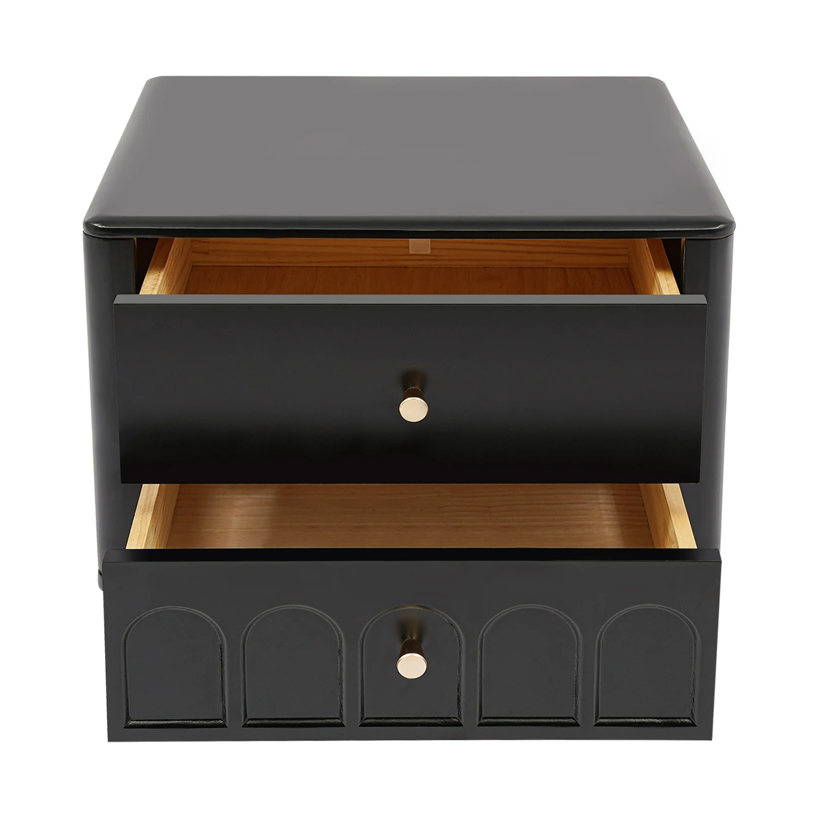 

Black Retro Bedside Table, 50x40x45cm Rectangular End Table for Bedroom or Living Room, Bedside Table with 2 Drawers