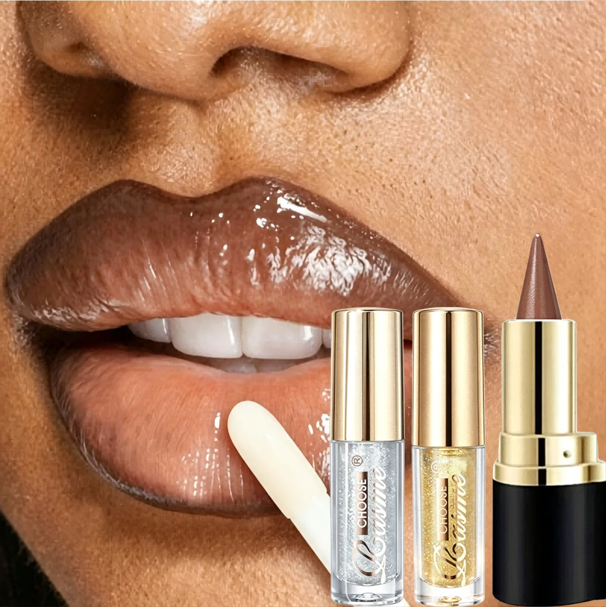 Choose Rasme Nude Lipliner Lipstick Glitter Lip Oil Set European & American Matte Lipstick Stackable Shiny Moist Lip Gloss