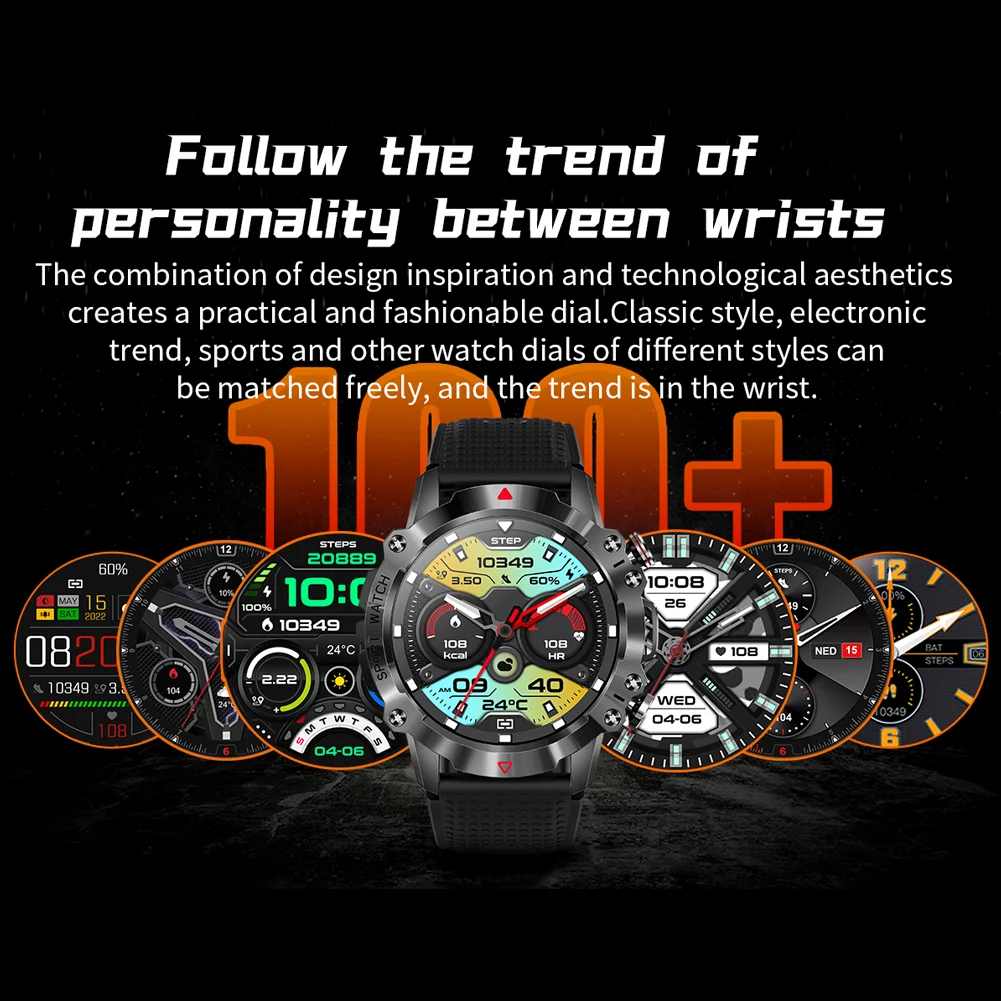 ساعة ذكية للرجال من Time Owner 2024 مزودة بتقنية البلوتوث ومقاومة للماء للرياضات الخارجية تتميز بشاشة كبيرة عالية الدقة مقاس 1.39 بوصة