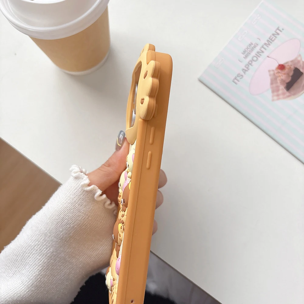 لطيف ثلاثية الأبعاد الكرتون Rilakkuma الدب جراب هاتف آيفون 17 16 زائد 16e 15 14 13 12 11 برو ماكس للصدمات لينة غطاء سيليكون