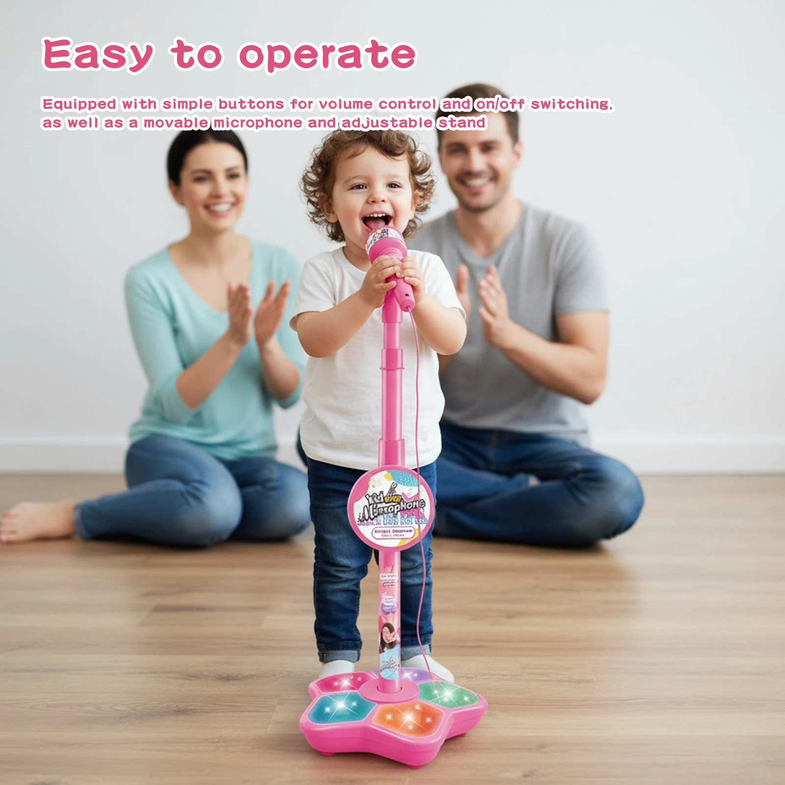 Music Sing Microphone Toy with Adjustable Stand Toddler Microphone Stand Musical Toy for Children Karaoke Machine