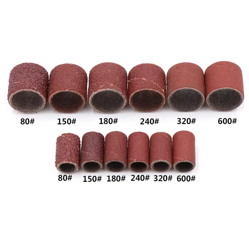80 120 150 180 240~600 Grit Sanding Bands Drum Sleeves Bits Kit Accessories For Sanding Cap Bands For Electric Manicure Machine