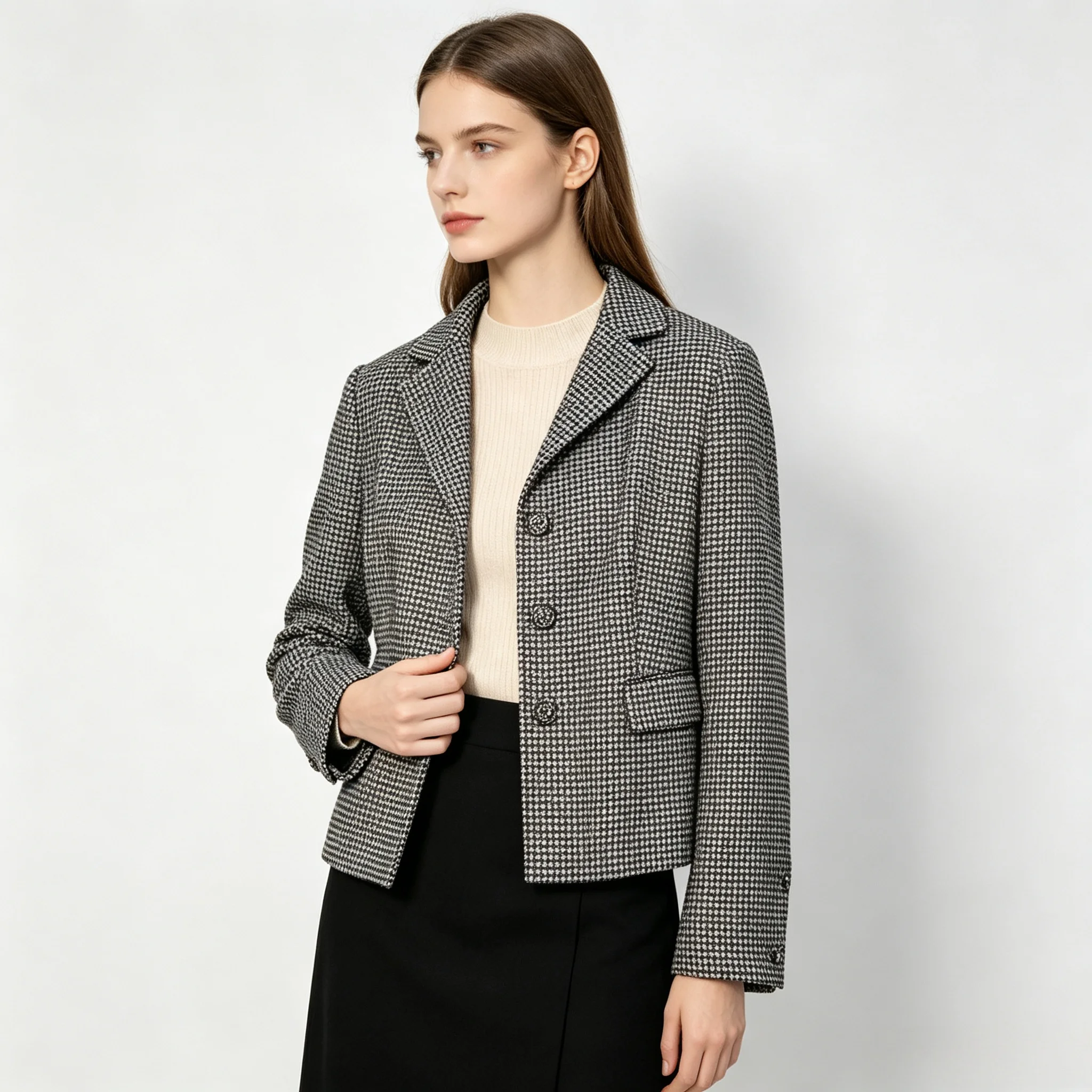 2026 New Women Short Jacket Autumn Winter Long Sleeve Elegant Tailored Breasted Lapel for Gala Party Outfit Customized