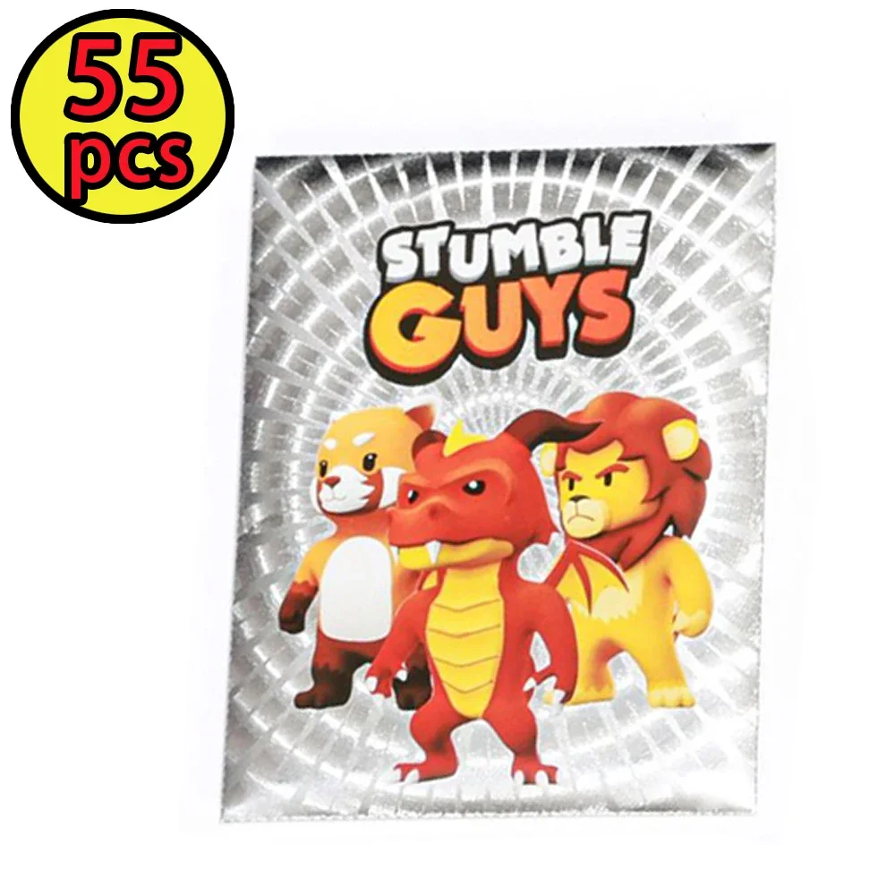 4style 55Pcs/Set Stumble Guys Cards Anime Board Game Gold Silver Foil Shiny Collection Flash Trading Card Birthday Xmas Kid Gift