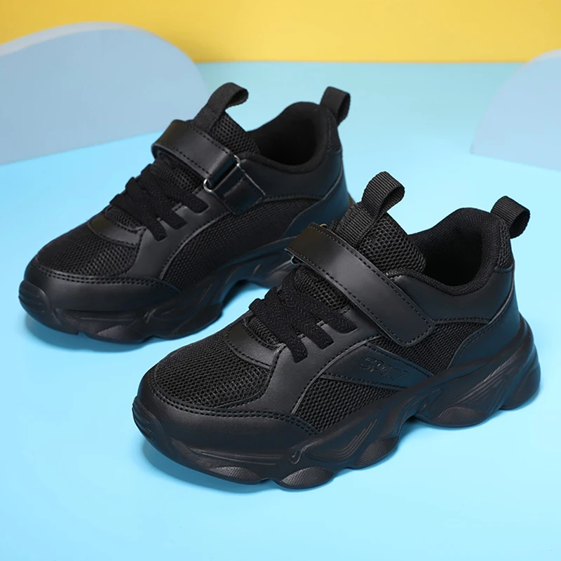 Verão crianças tênis meninos sapatos casuais preto respirável estudante tênis de corrida moda crianças meninas esporte ao ar livre tênis
