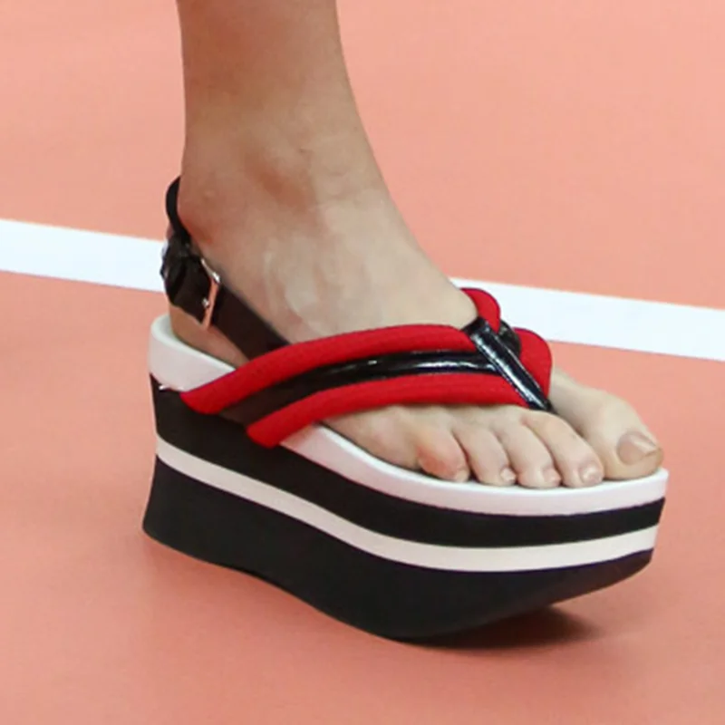 Platform Flip Toe Patchwork Sansals Sexy Pointed Toe Ankle Strap Miced Colors New Arrivals Fashion Women Modern Shoes