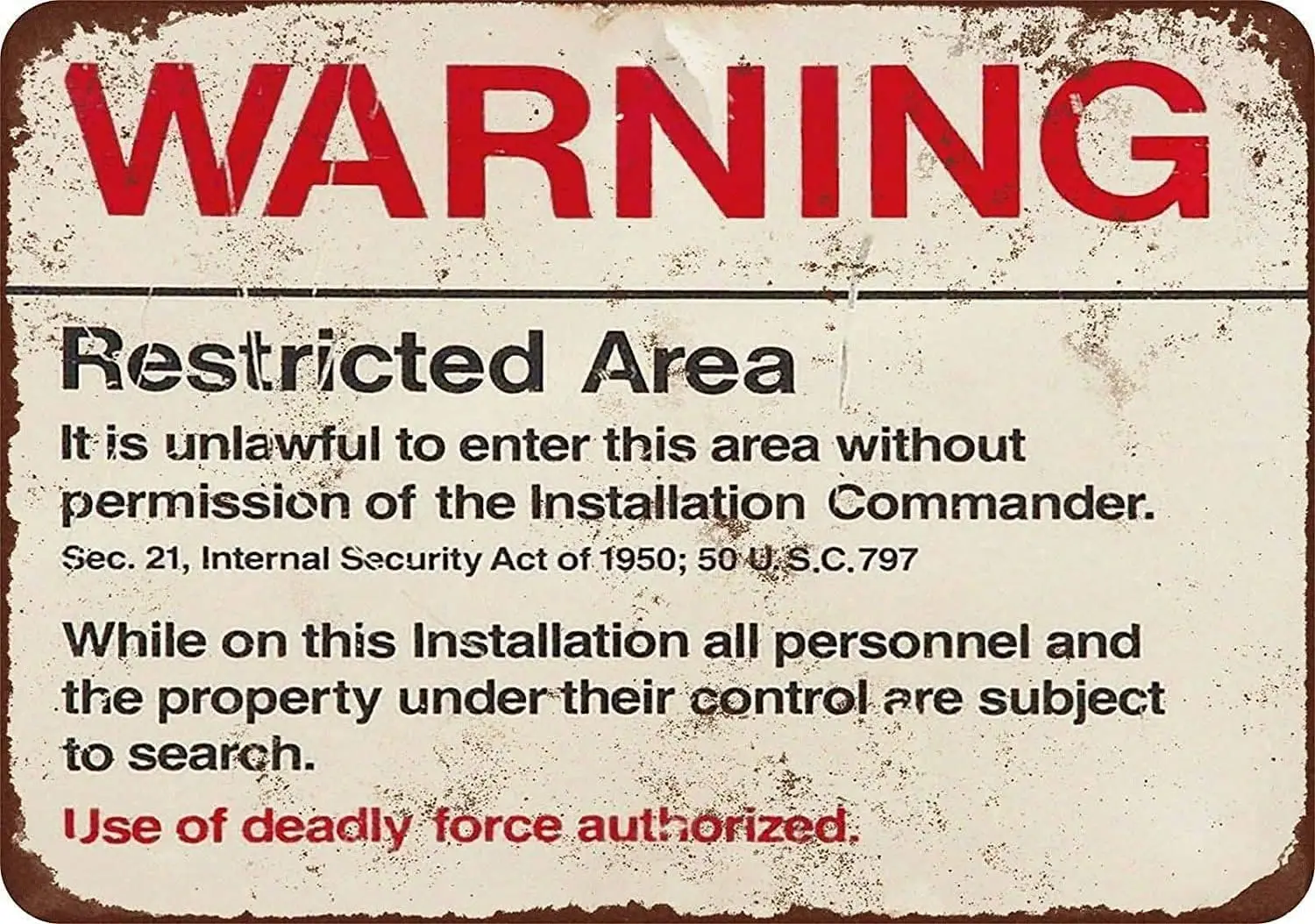 Y1,Vintage Warning Restricted Military Area Cofe Poster Metal Aluminium Tin Sign  Wall Decor