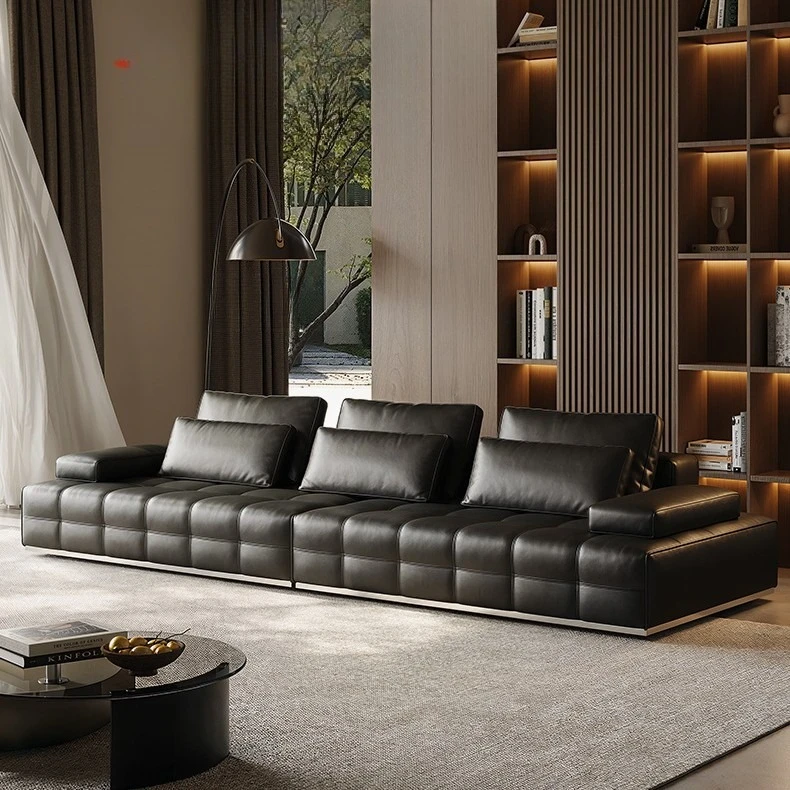 

Leather sofa living room 2025 new light luxury first-layer cowhide Italian minimalist leather sofa