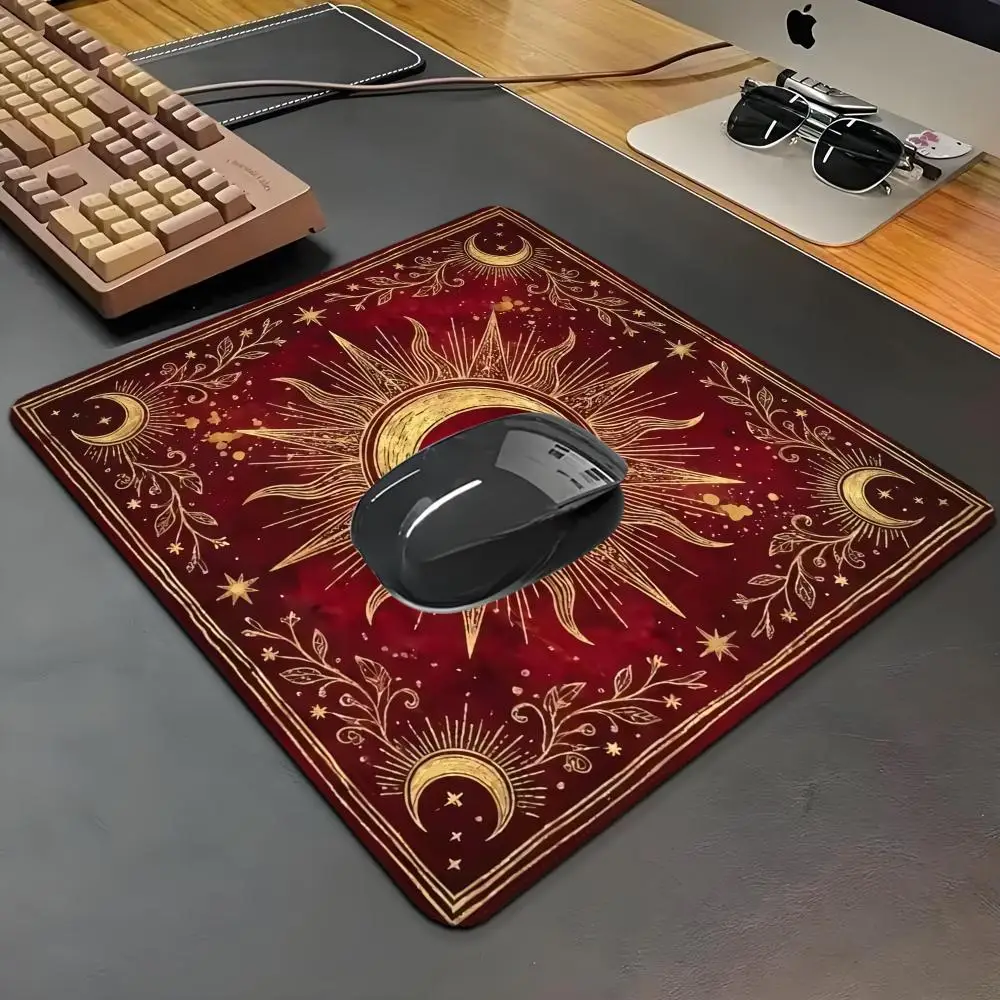 HD Red Gold Sun Moon Stars Tarot Mouse Pad Small Mouse Pad HYBXAXC Computer Keyboard Wireless Mouse Boy Girl Gift for Play games