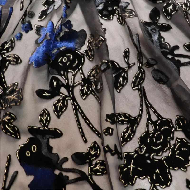 

Woven velvet flowered brocade velvety and gold-embossed fabric sleeping dress cheongsam