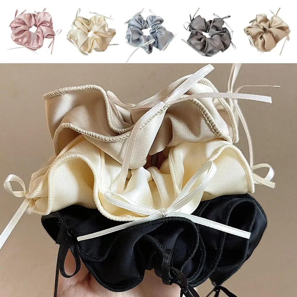 Ballet Style Ribbon Bow Hair Tie Damski Satin Large String Head Size Headwear Band Akcesoria Scrunchie Hair New Bal K7G5