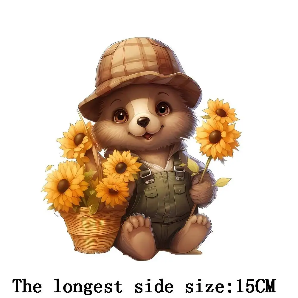 Cartoon Cute Animal Bear Foxes Elephant Penguin Bird Fox Raccoon Pattern Iron On Transfer For Baby Clothes Stickers on Fabric