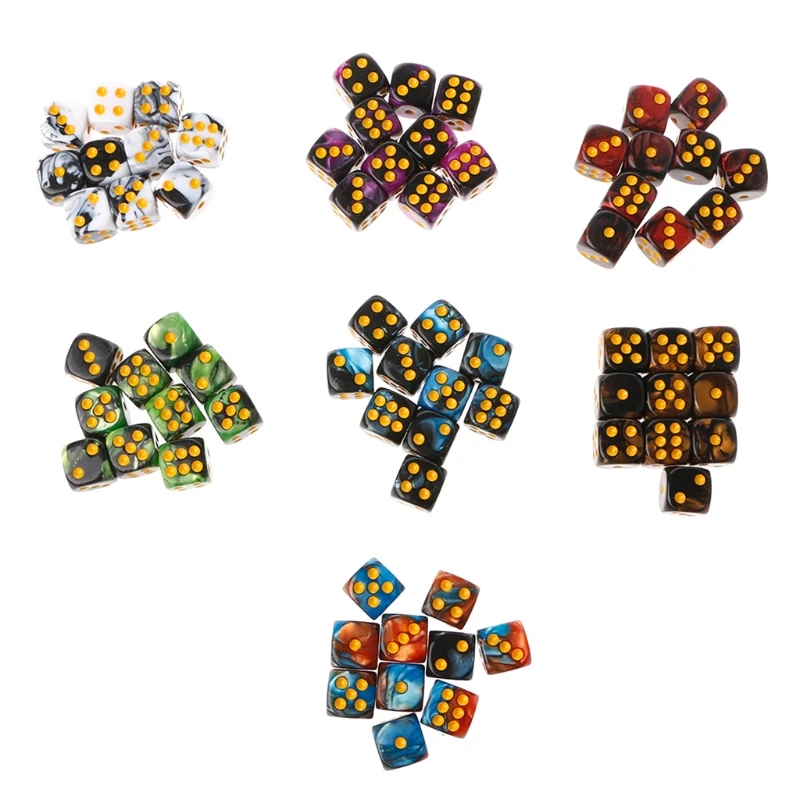 Y1UB 10pcs seis lados 12mm cubo transparente canto redondo portátil jogando jogos