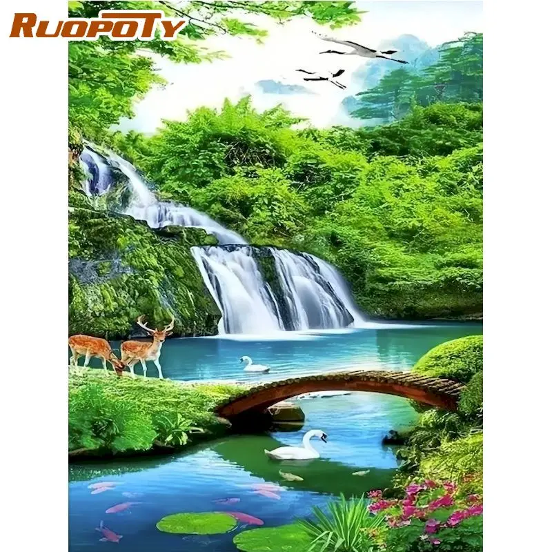 

RUOPOTY Diamond Painting Kits For Adults Diamond Art Embroidery Waterfall Full Round/Square Modern Original Gifts Diy Idea