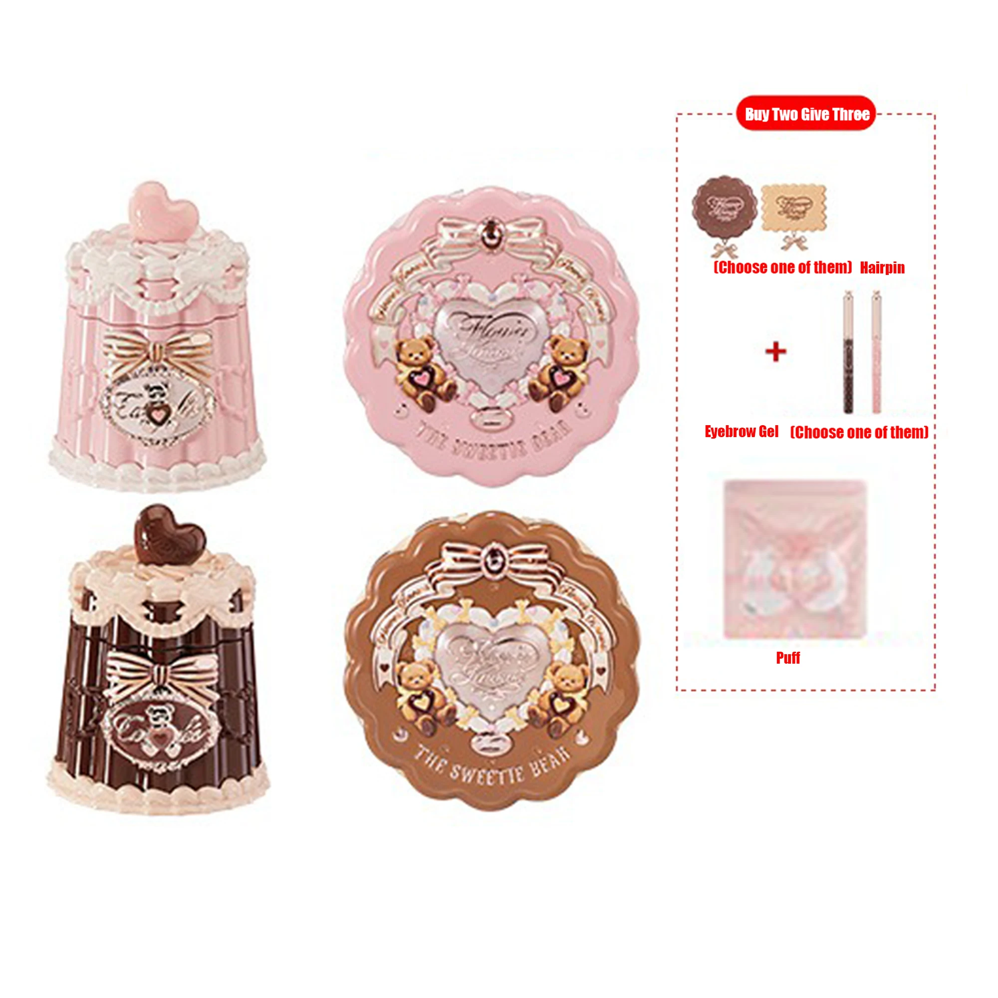 Flower Knows The Sweetie Bear Collection Rivestimento Gelatina per labbra Raso di seta Blush Trucco impermeabile a lunga durata Flowerkaren