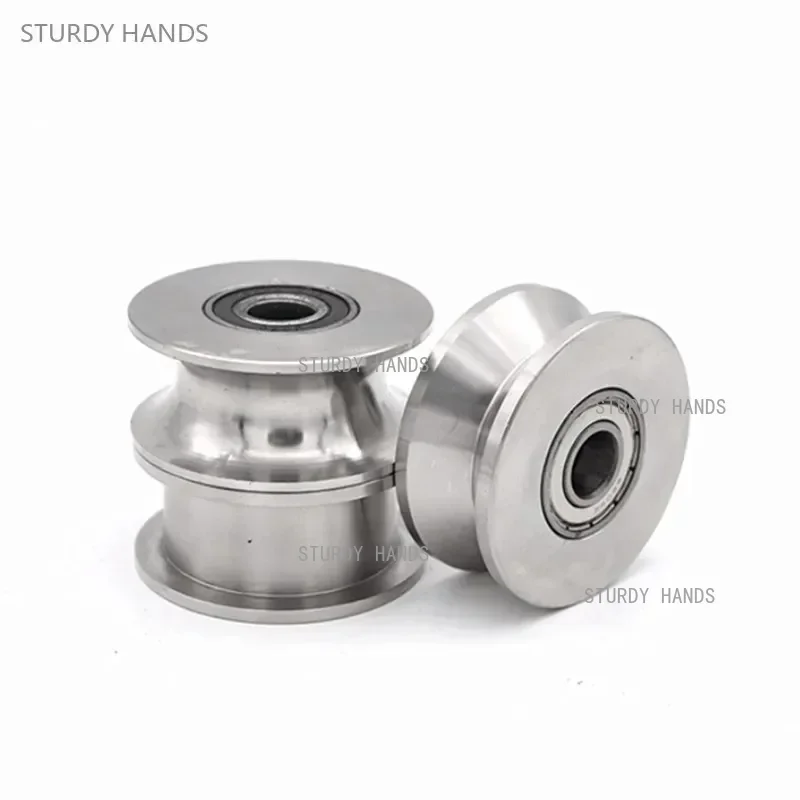 1pcs Stainless Steel Track Pulley Bearing Quiet Wheel Sliding Door V/U/H Type Grooved Steel Wire Rope Directional Roller - view 5