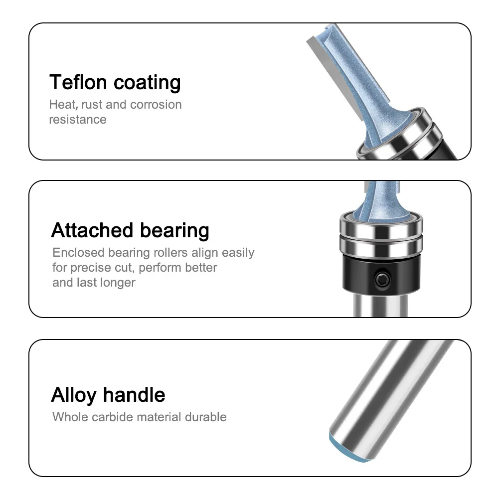 1PCS 1/2 In 12mm Shank Cutter Router Bit Trimming Woodworking Milling Cutter Dual Blades