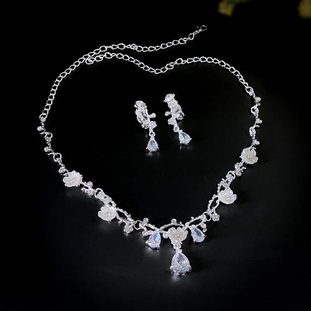 

1Set Little Crown Headband Rhinestone Necklace Earrings Cute Princess Birthday Performance Stage Show Accessory