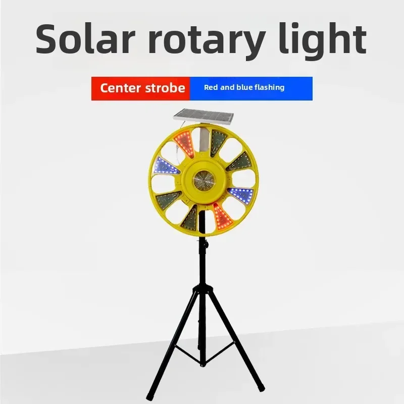 Solar Rotary Light LED Red and Blue Warning Light Round Sunflower Flash Light Barricade