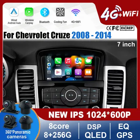 7 Inch wireless Carplay Android auto For Chevrolet Cruze 2008 - 2014 4g wifi fm Car Radio Multimedia Video Player Navigation GPS