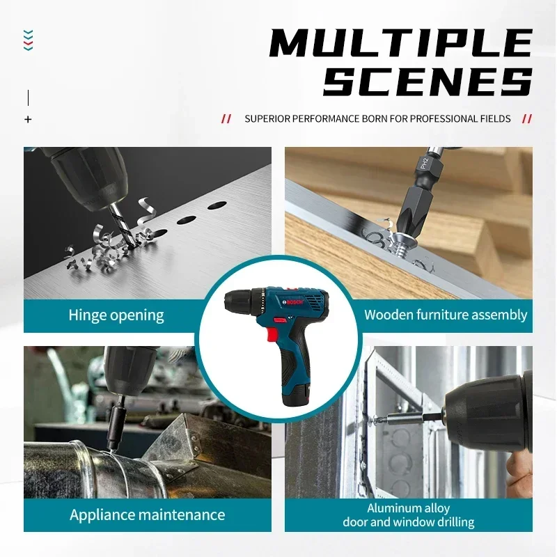 Bosch-Professional Cordless Electric Hand Drill, Multi-Function Screwdriver, Home DIY Tools, GSR120-LI