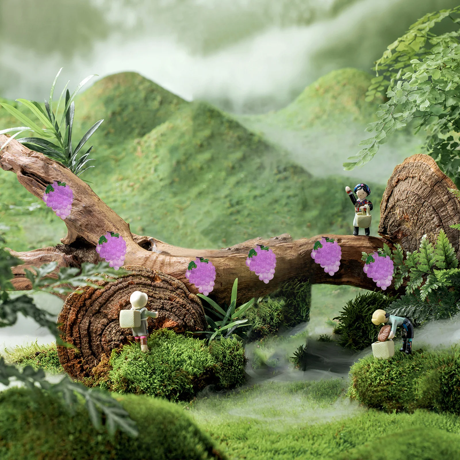 Adornos de resina de uva con brillo nocturno, Mini decoración de frutas artificiales para el hogar, oficina, jardín, accesorios de fotografía, simulación, 20 Uds.