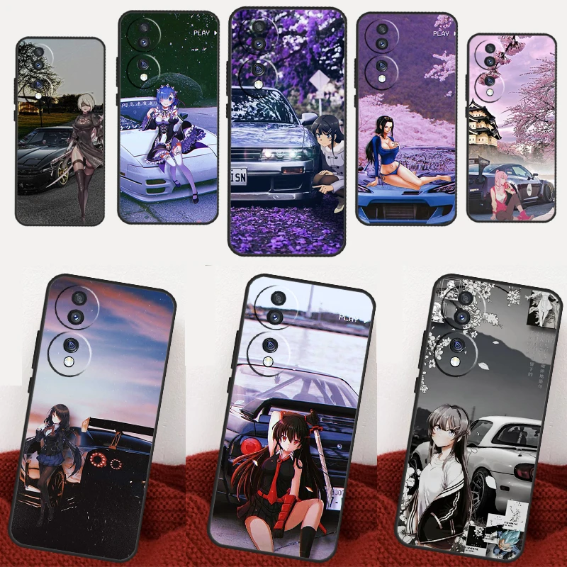 JDM Anime Waifu Car Bunny Girl Case For Honor X8a X9a X7a X6a X6 X7 X8 X9 8X 9X Magic 5 Pro 4 Lite 10 50 70 90 Lite Cover