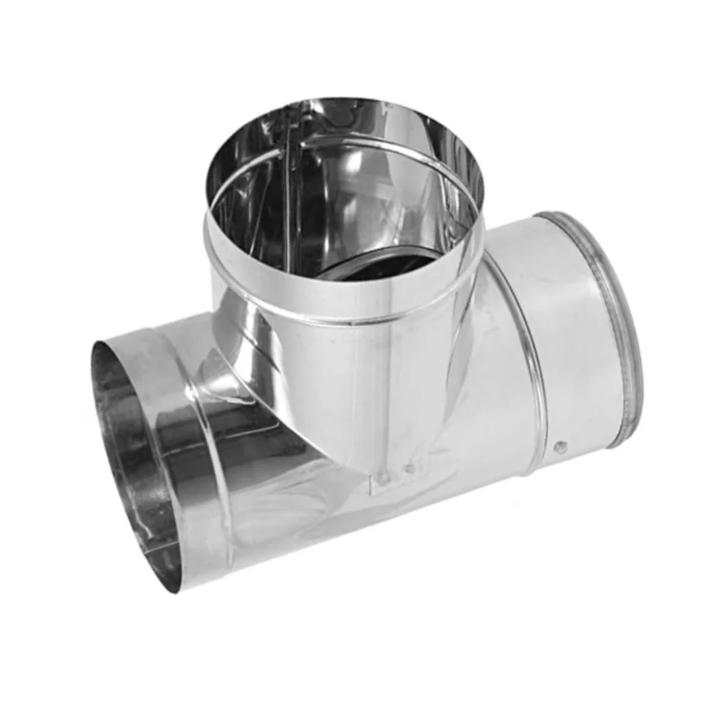 Stainless Steel Stove Pipe Tee for Standard Flue Applications with Seamless for lock Seam and Condensate Resistance in All