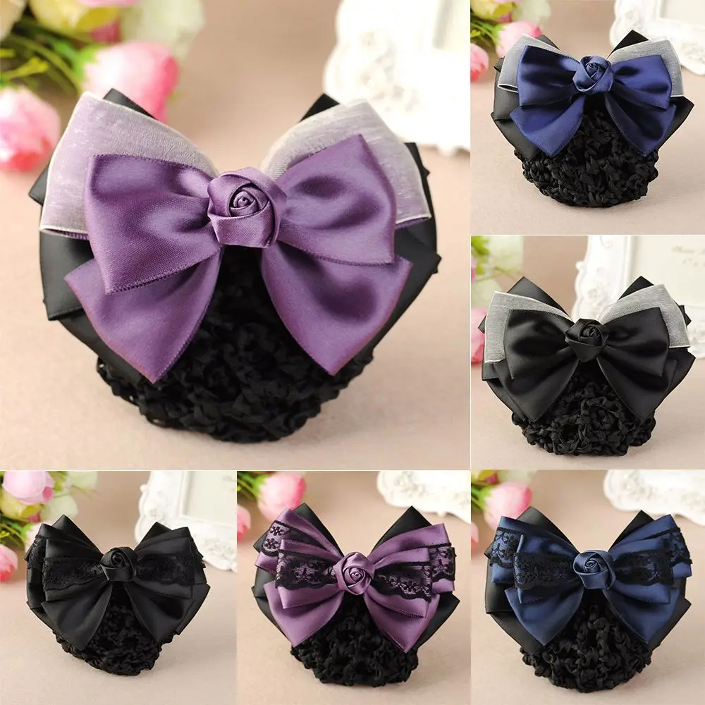 Flight Attendant Ladies Barrette Professional Rose Ladies Hair Clip Hairgrips Bow Hair Net Snood