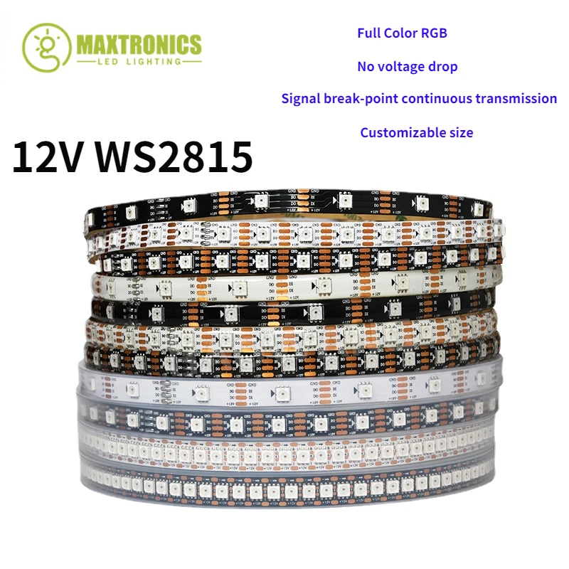 12V WS2815 LED Strip Lights WS2812B WS2813 Updated Individually Addressable LED Dual-Signal 30/60/144 Leds/m