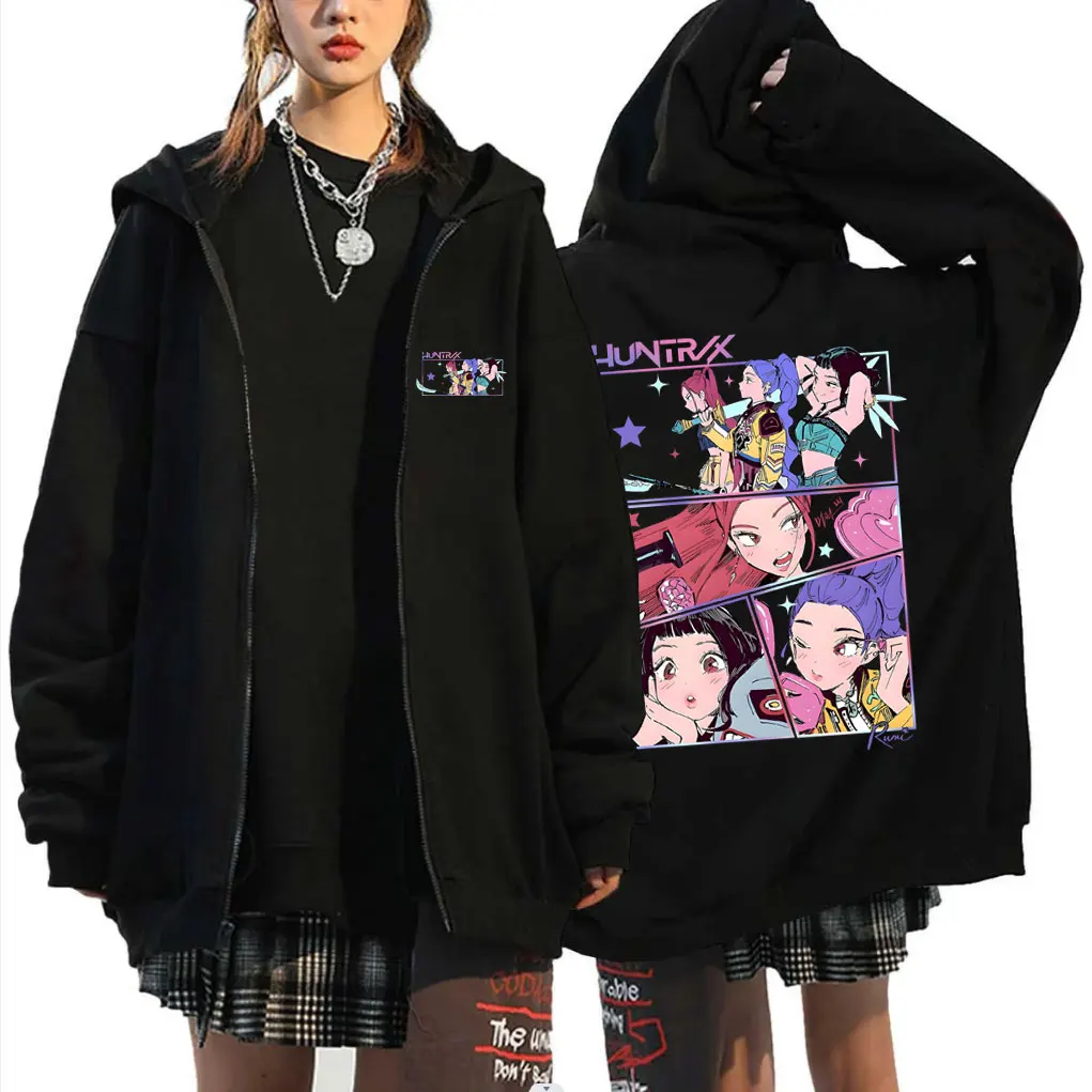 

Movie KPop Demon Hunters Rumi Mira Zoey Graphic Zipper Hoodie Men Women Korean Fashion Trend Streetwear Male Casual Zip Up Coat