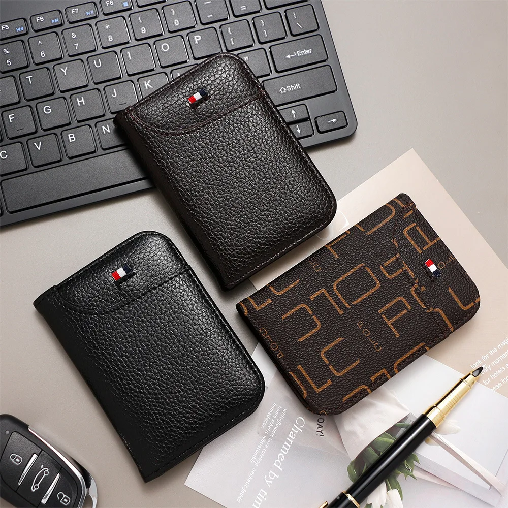 حقيبة بطاقات صغيرة محمولة رفيعة متعددة الوظائف بنمط الليتشي مع محفظة عملات معدنية ذات سعة كبيرة، حافظة بطاقات لأداة السفر