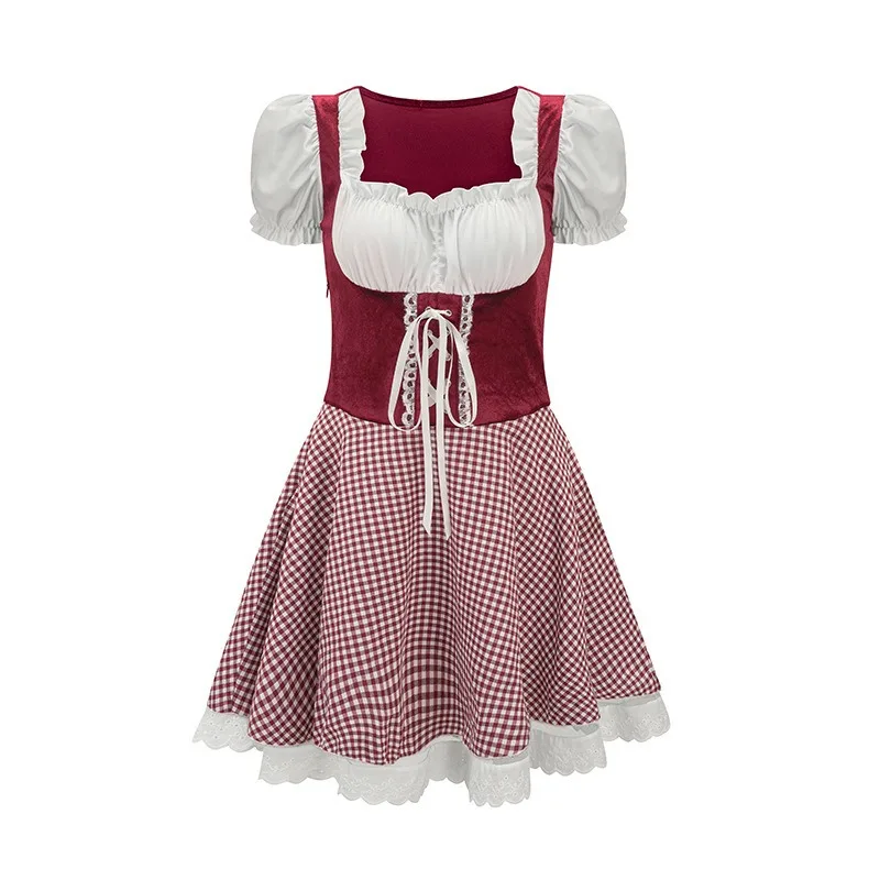 2026 New Carnival Cosplay Costume Funny Oktoberfest Short Sleeved Dress Retro Theme Party Role Playing Outfits for Adult Women - view 5
