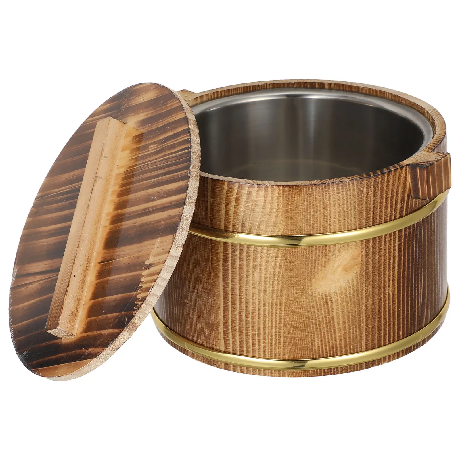 1Pcs Natural Wood Rice Bucket Lid Multipurpose Serving Container for Home Hotel Restaurant Rice Tofu Sushi Vegetable