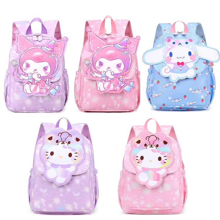 Sanrio Kids Schoolbag Hello Kitty Kuromi Cinnamoroll Boys Girls Kindergarten Leisure Versatile Backpack Travel School Bags Gift