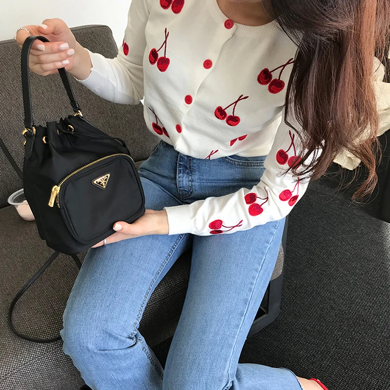 Korean Fashion Knitted Sweater Cardigan Feminino Sweet Cherry Embroidery Cardigans Tops Short Casaco Feminino Long Sleeve Jacket