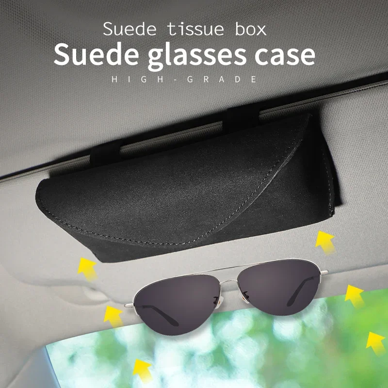 

Universal Car Sun Visor Glasses Box Sunglasses Clip Card Ticket Holder Stand Fastener Eyeglasses suede Auto Accessories