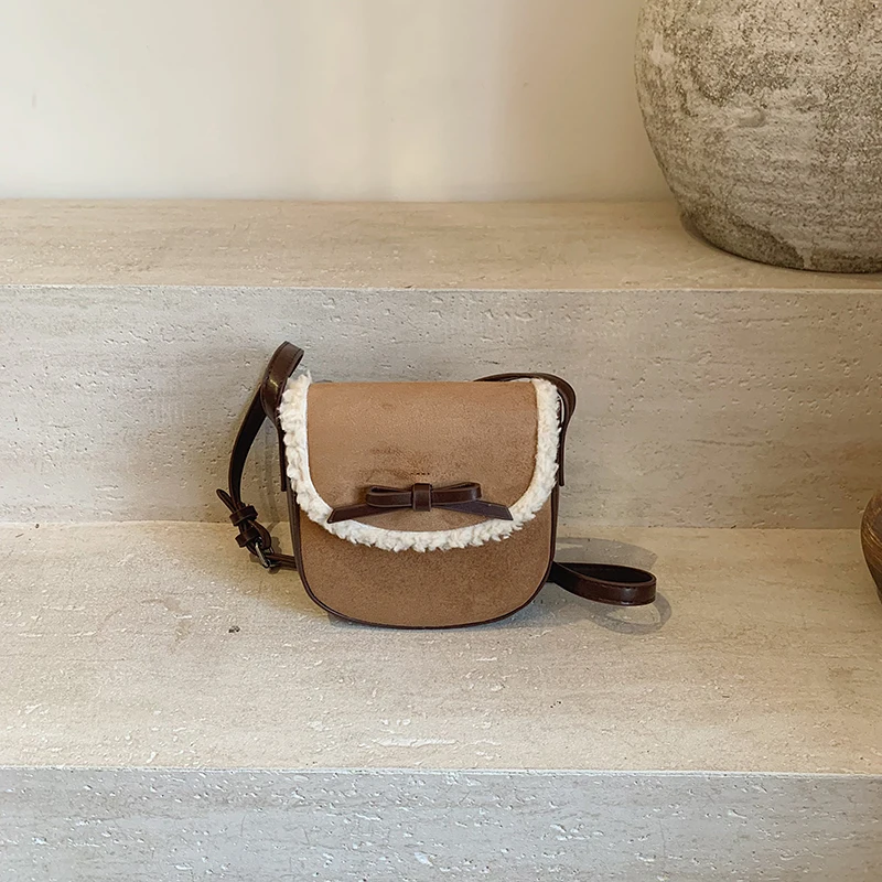 

PU Bow Casual Crossbody Bags Exquisite Solid Hasp 2025 High Quality Women's Bags Versatile Sweet Retro Women's Handbags