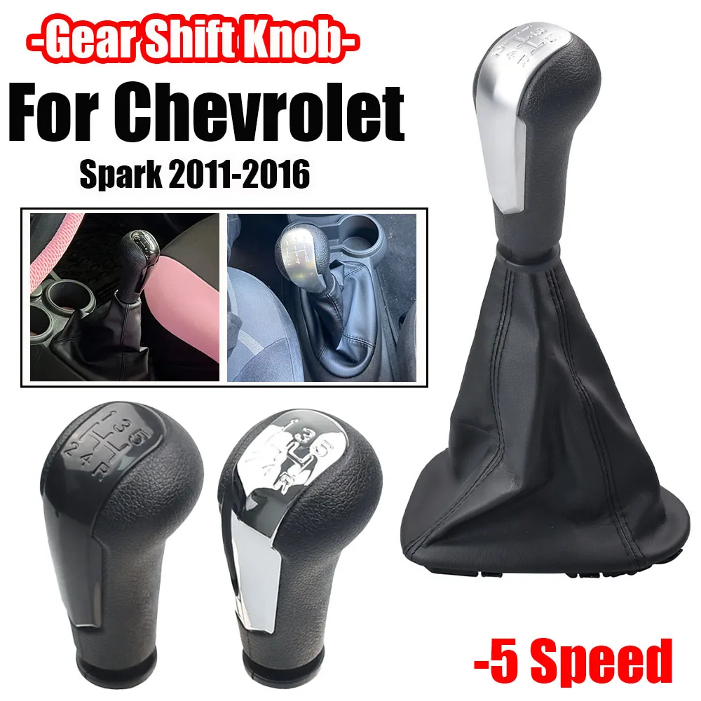 5 Speed Manual Car Gear Shift Lever Knob with Boot Cover for Chevrolet Spark Holden Barina Spark M300 2011-2015 Accessories