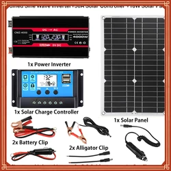 5V 12V Solar Panel Camping  Kit Plate  Car Accessory Generator With  Panels Set  Charge Sine Wave Inverter Power energia solar