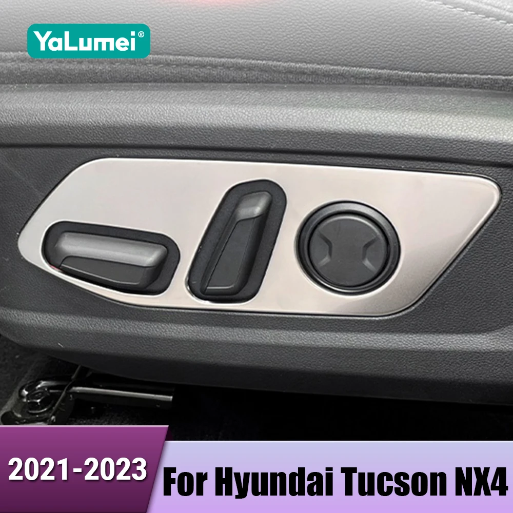 Edelstahl Auto Sitz Einstellung Schalter Taste Trim Abdeckung Aufkleber Für Hyundai Tucson NX4 2021 2022 2023, Hybrid N Linie Zubehör