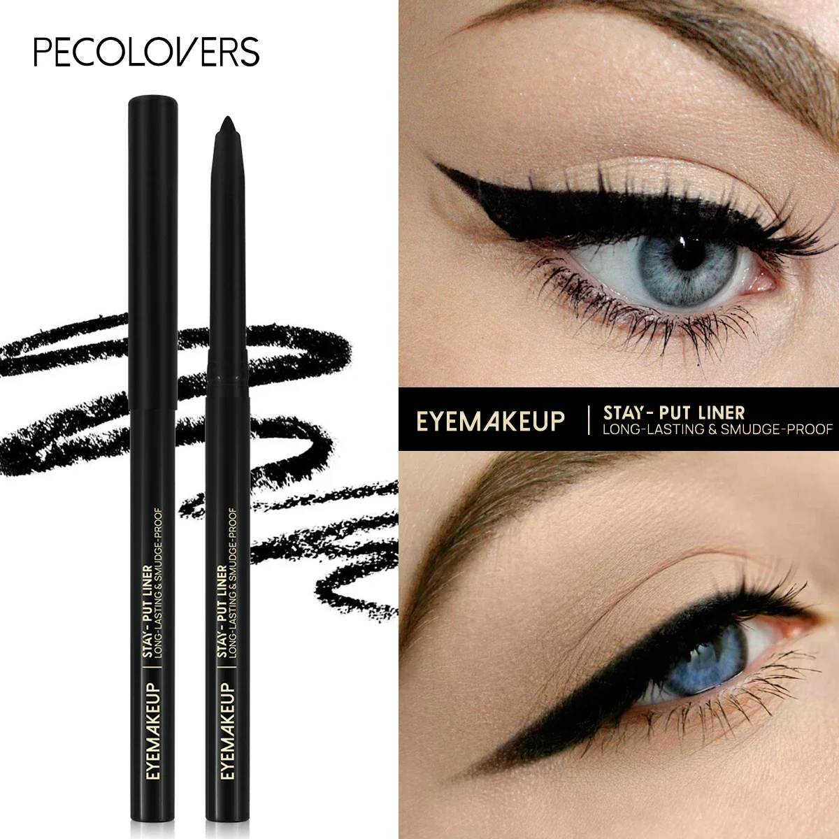 Schweißfester, wischfester, schwarzer, mattierter Eyeliner-Gelstift, wasserfest, langlebig, schnell trocknend, natürlicher Eyeliner, Gelstift, Make-up
