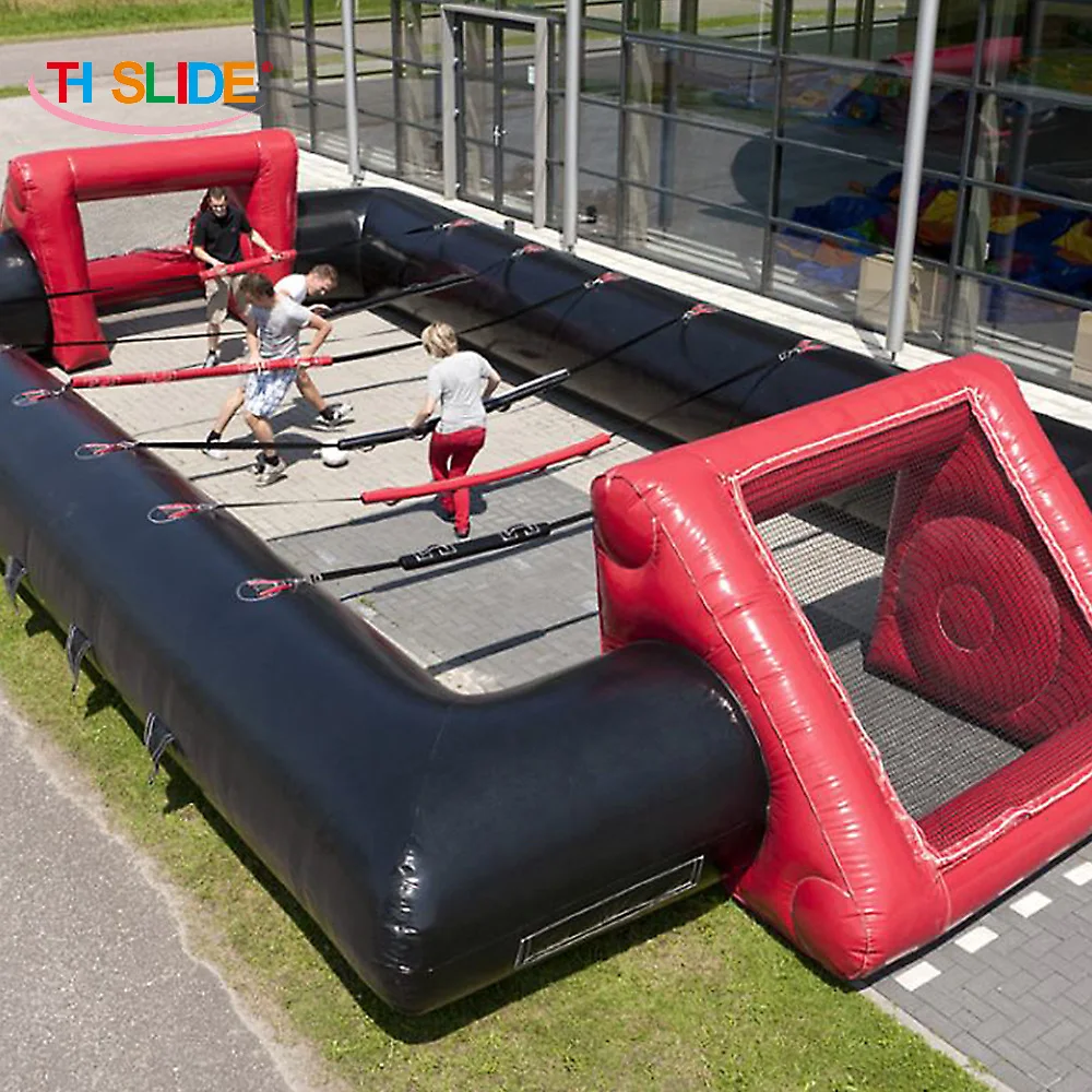 

free air ship to door,14x7x2mH inflatable football soccer sport game,customized human inflatable foosball court field