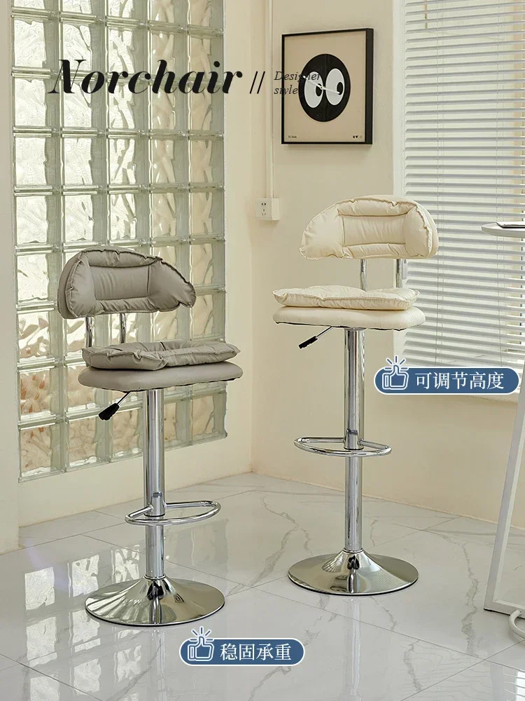 Simple, light and luxurious backrest bar chair, upholstered high chair, small apartment lifting and rotating bar chair