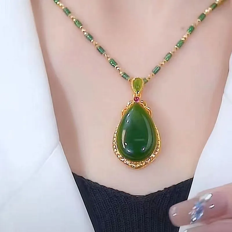 New jasper water drop necklace for women non-fading high-end fashionable and atmospheric clavicle chain versatile necklace