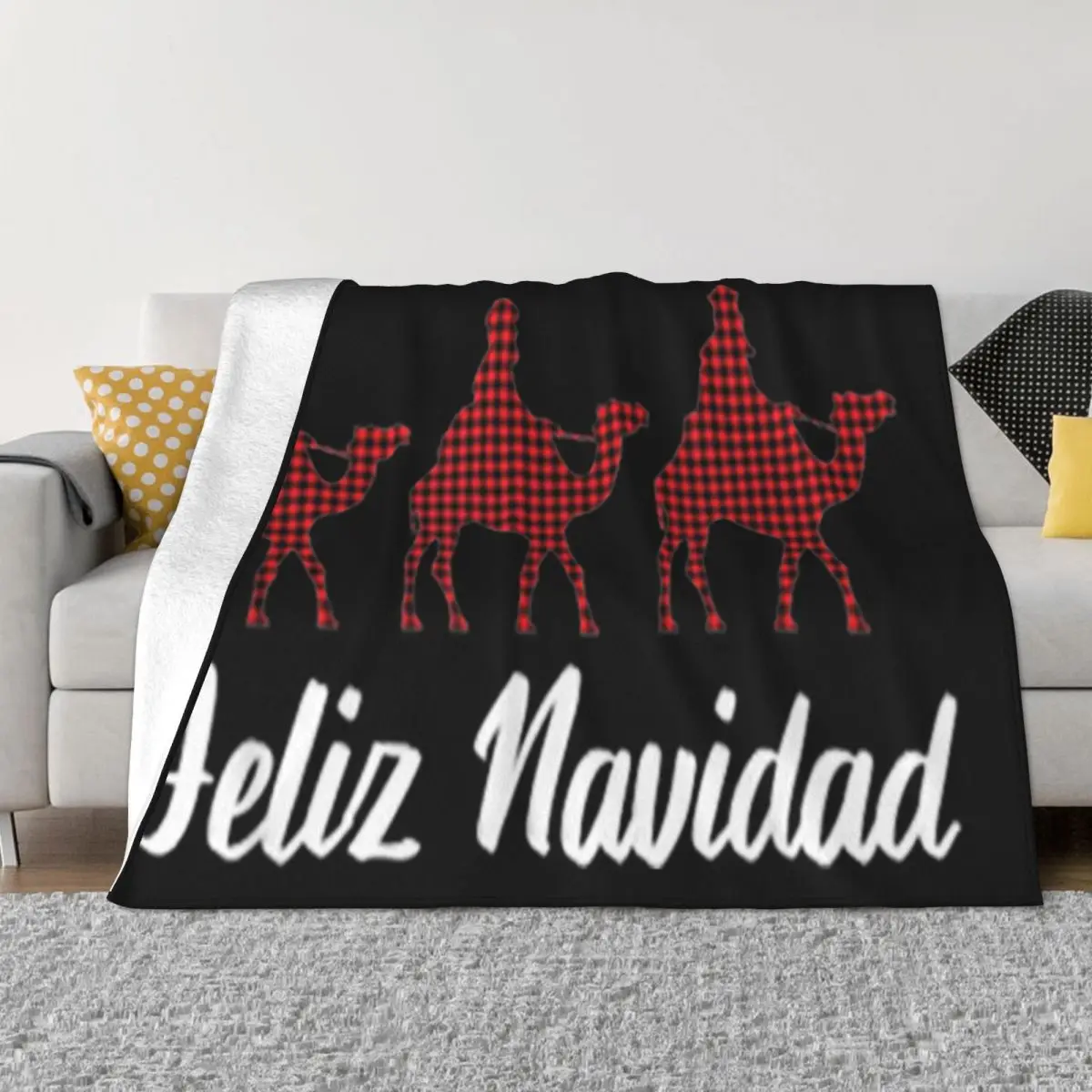 Top Feliz Navidad Tres Reyes Magos Hiszpańskie święta świąteczne Jesienny estetyczny koc do rzucania