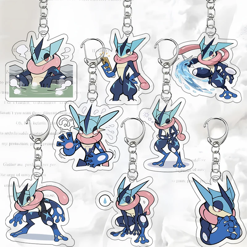 

Kawaii Greninja Keychain 9 Styles Anime Keyring Cartoon Frog Ninja Pendant Charm for Bag Backpack Pocket Monster Fans Gifts