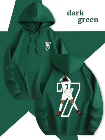 Men's Football No. 7 Player Design Hoodie - with football-themed patterns printed on the front and back