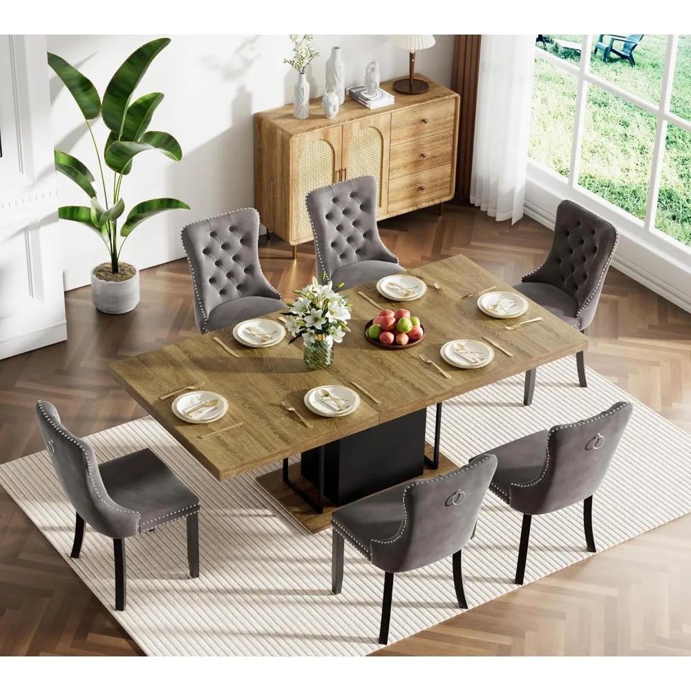 7 Piece Dining Table Set, 78.74