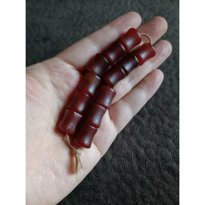 Antique Collection Tibetan Area Backflow Old Pulp Agate Barrel Beads a String of Auspicious Red Agate Beaded Beads Accessories B